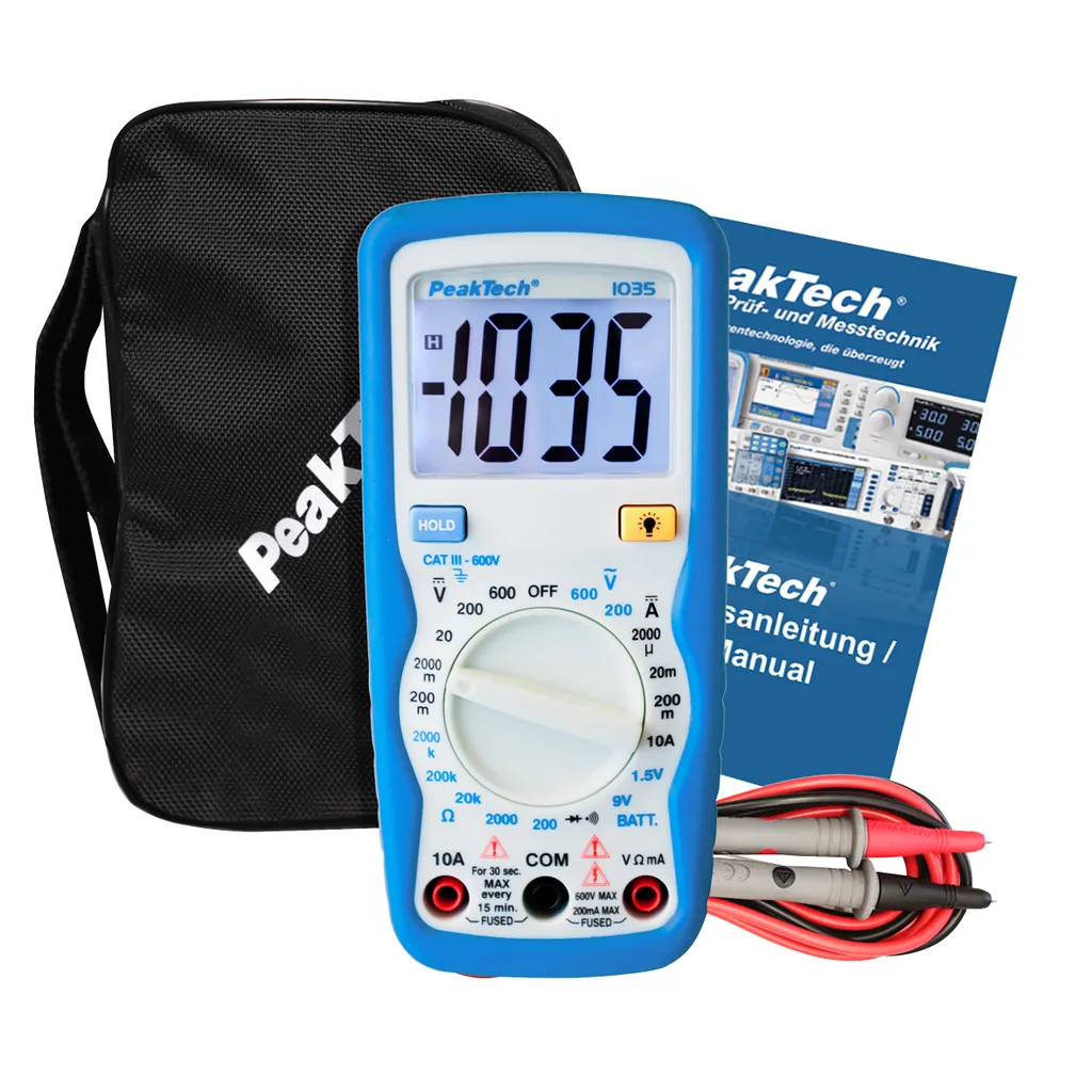 Multimètre PeakTech 1035 avec rétroéclairage et test de batterie intégré 9V - 4