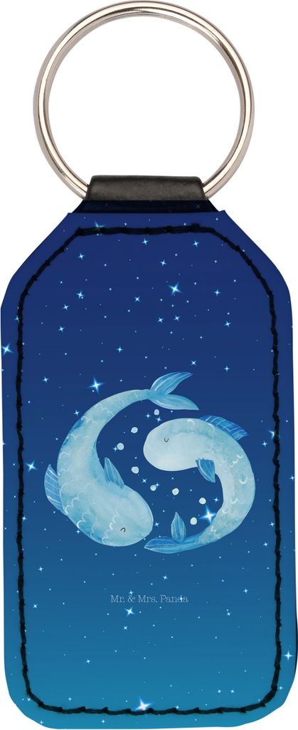 Mr. & Mrs. Panda Schlüsselanhänger Sternzeichen Fische - Sternenhimmel Blau - Geschenk, Tierkreiszeichen, Taschenanhänger, Sternbild, kunstleder...