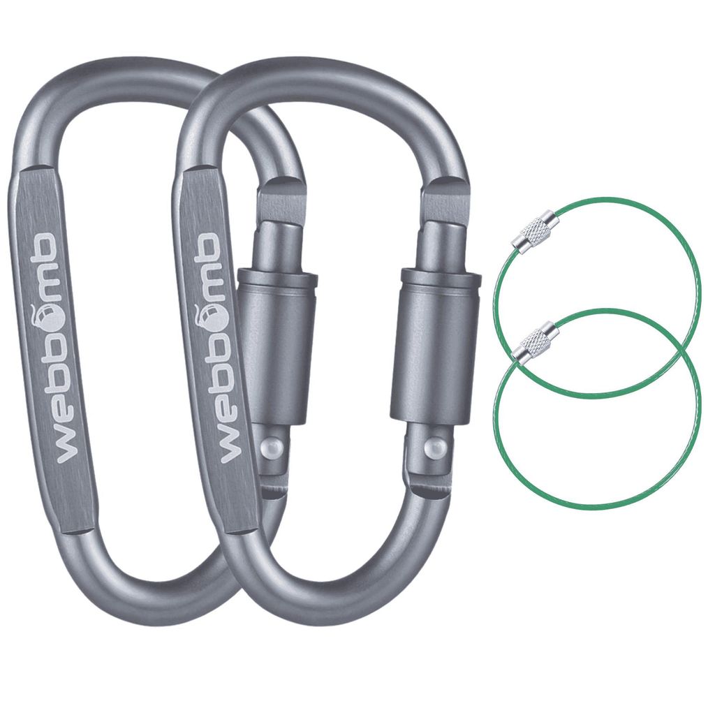 WEBBOMB® 2x Karabiner Haken mit Schraubverschluss 80mm Produktbild 