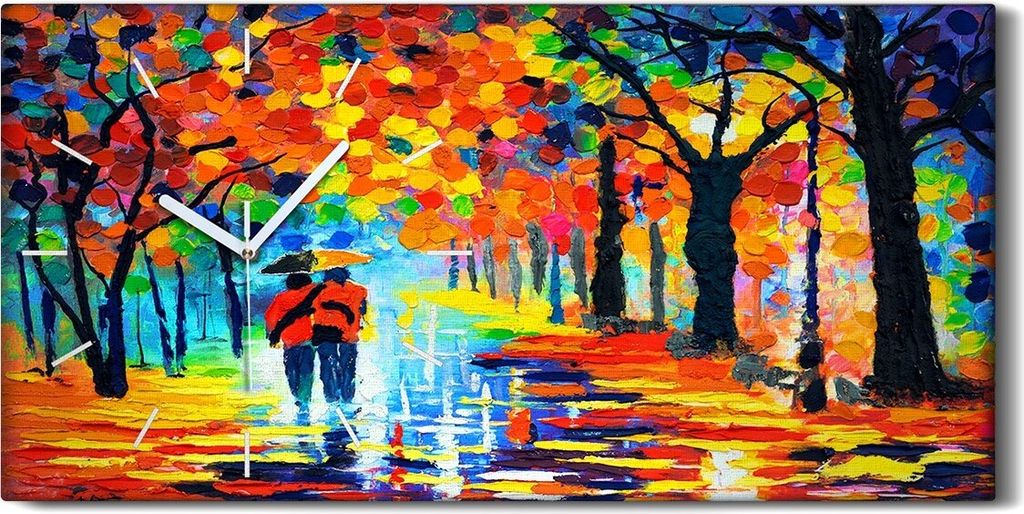 Wanduhr Bürouhr Leinwand Bild 60x30 bunte Straßenansicht moderne Kunst - weiße Hände