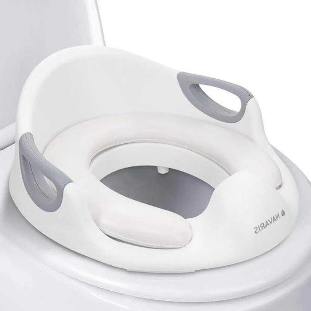 Siège de toilettes blanc pour enfants avec doubles poignées de maintien