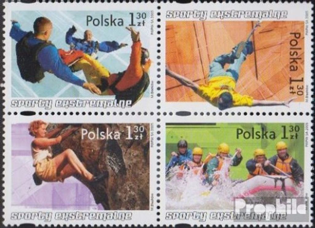 Briefmarken Polen 2005 Mi 4176-4179 Viererblock (kompl.Ausg.) postfrisch Extremsport