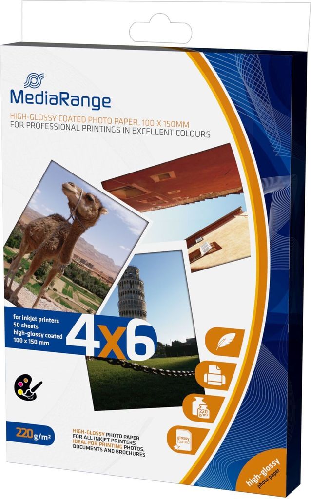 Carta fotografica MediaRange MRINK104 10,0 x 15,0 cm lucido Immagine del prodotto 