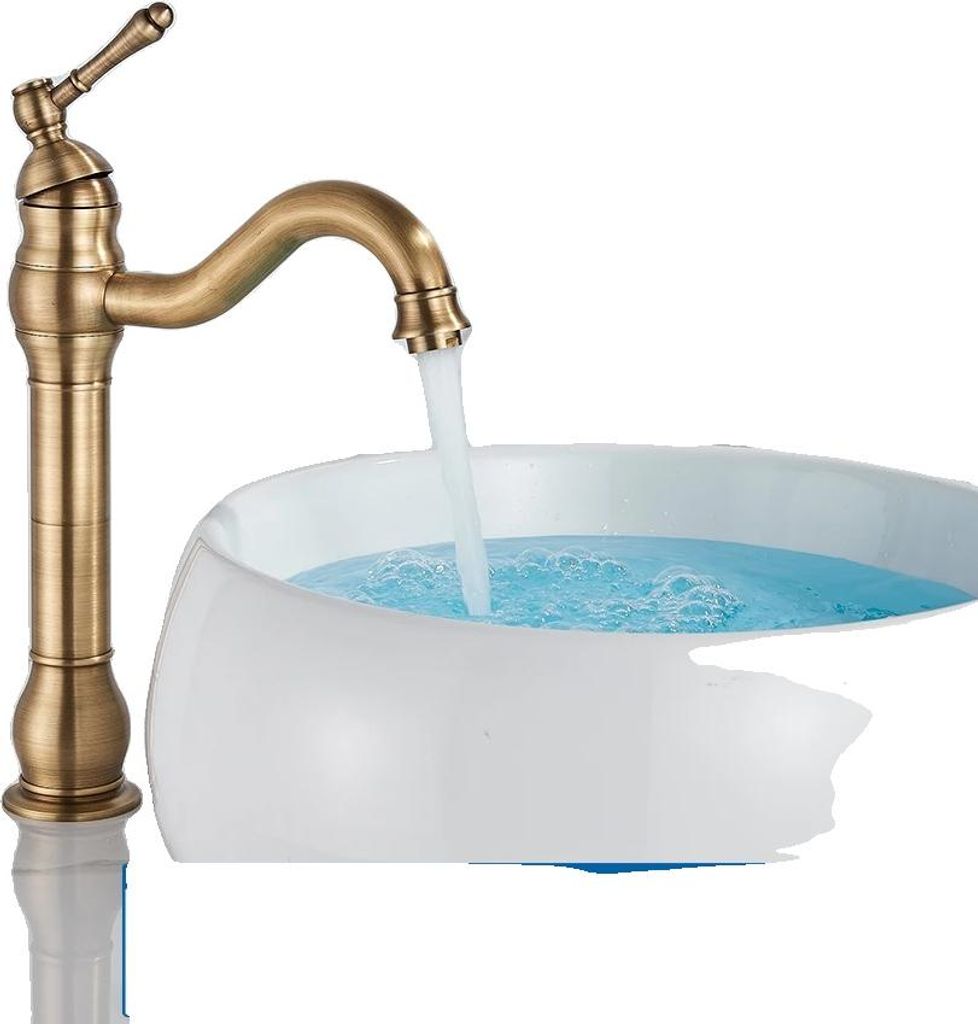 Badezimmerarmatur, Antik Messing, Aufsatzmontage, Antike Messing Hoch