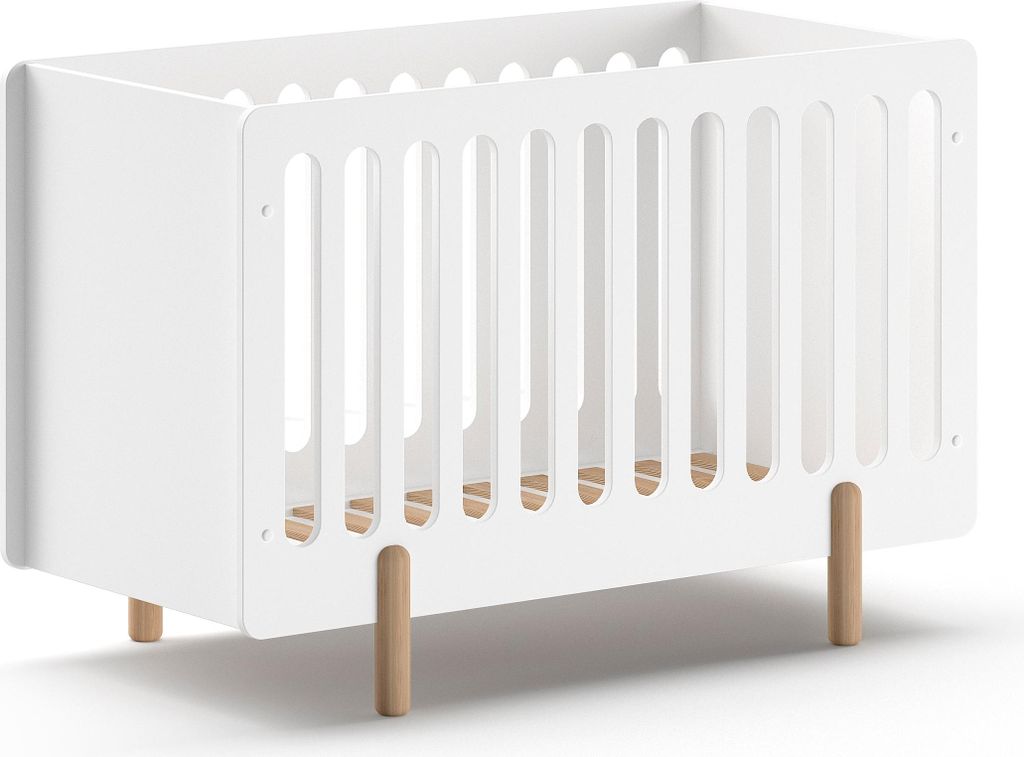 FURNLUX Baby Cot Smile White 60x120cm / Hauptfarbe: Weiß / Abmessungen: 69 x 130 x 87 cm