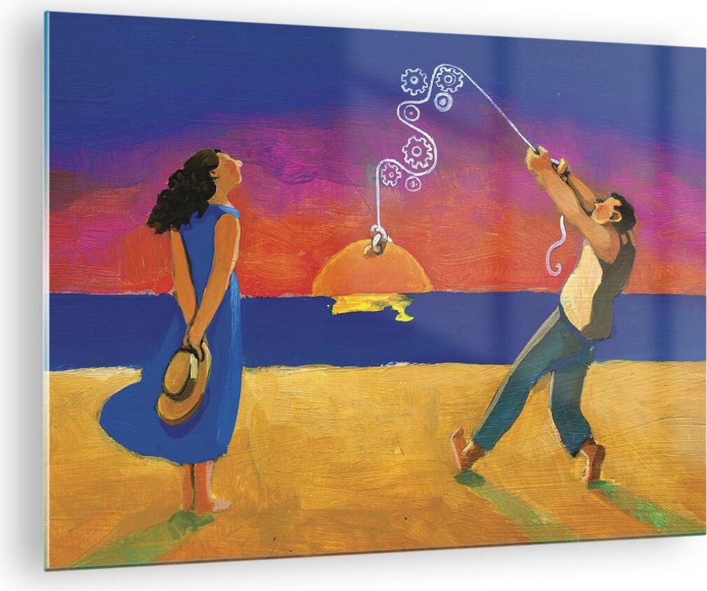 Bilder auf glas - Einteilig - Symbol Liebe Surrealismus - 70x50cm - Glasbilder - Wandbilder - Bilder - zum Aufhängen bereit - Wanddekoration aus G...