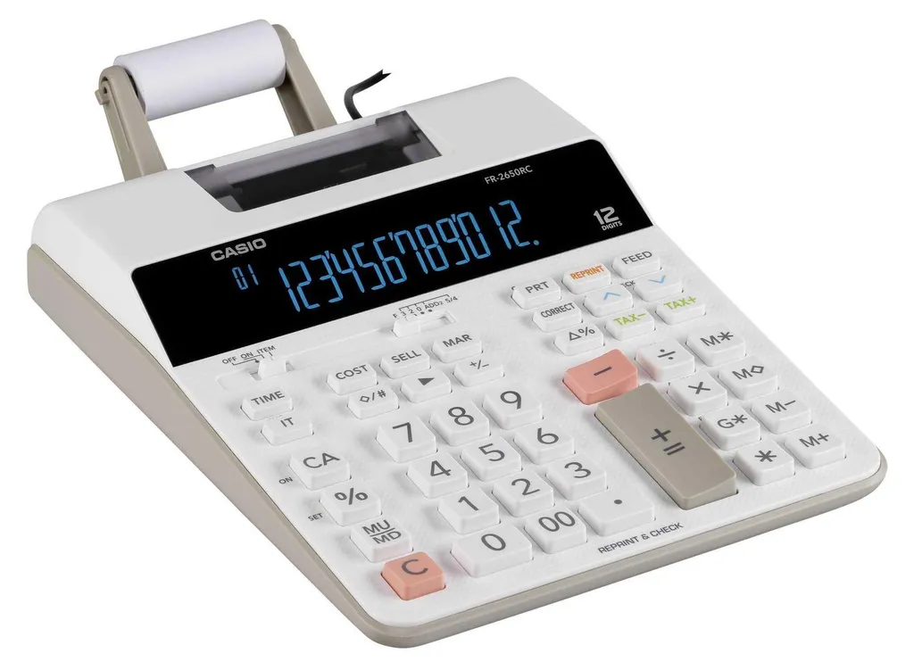 Calculatrice imprimable Casio FR 2650RC avec écran bicolore à 12 chiffres