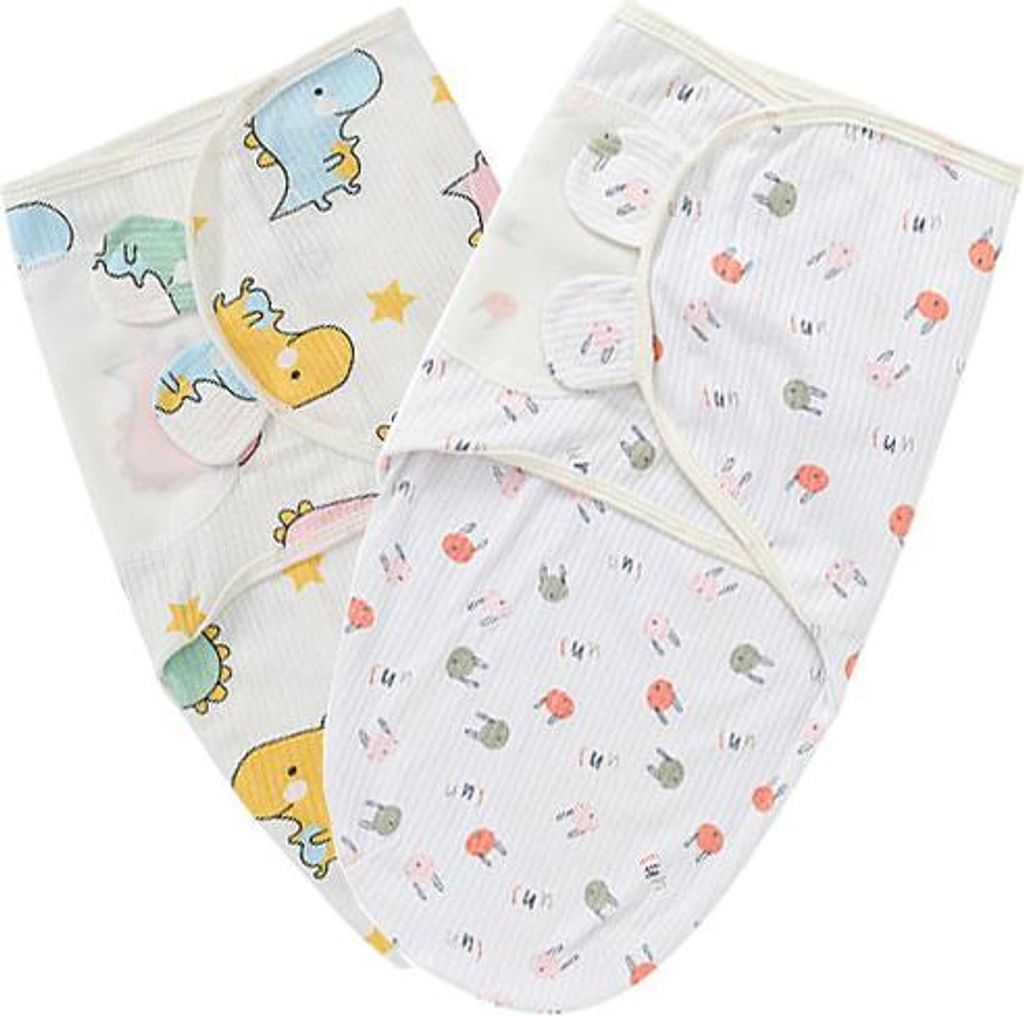 ASKSA Pucktuch 0-3 Monate, 2er Pack Pucksack Baby aus 100% Baumwolle, Sicherheit, Universal Verstellbare, Wickeltuch fuer Saeuglinge Babys,Hase + D...