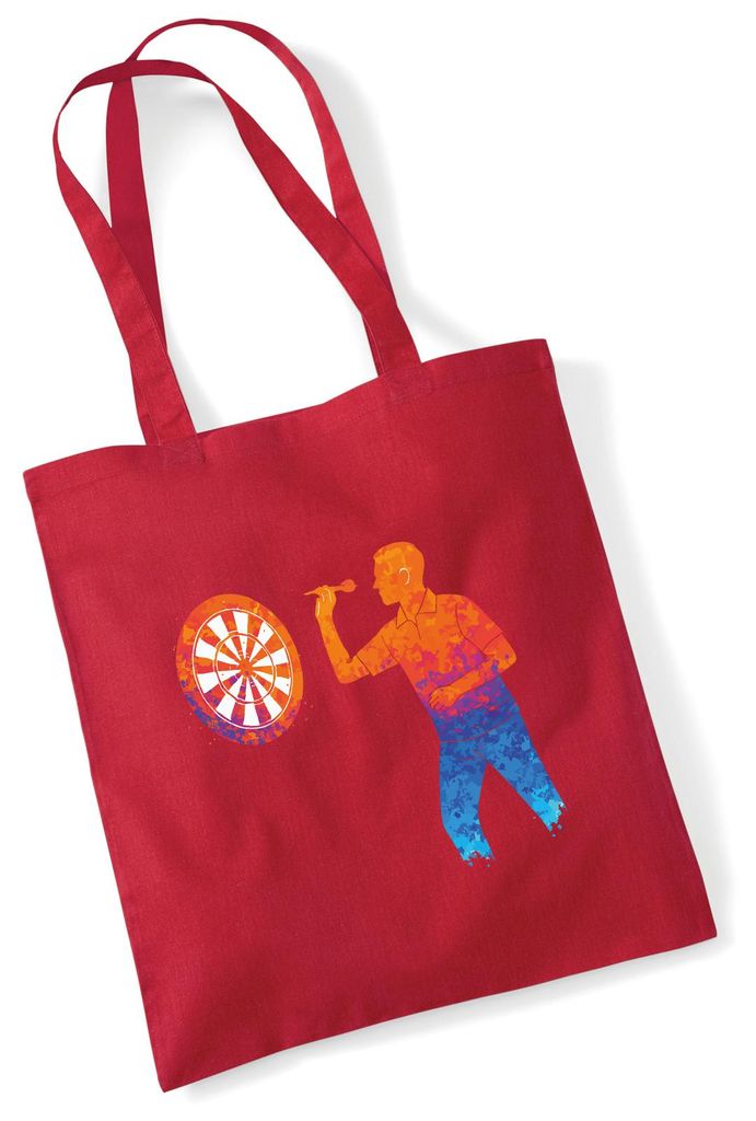 Huuraa Jutebeutel Darts bunte Silhouette 10 Liter Classic Red Baumwolle Tasche Geschenkidee