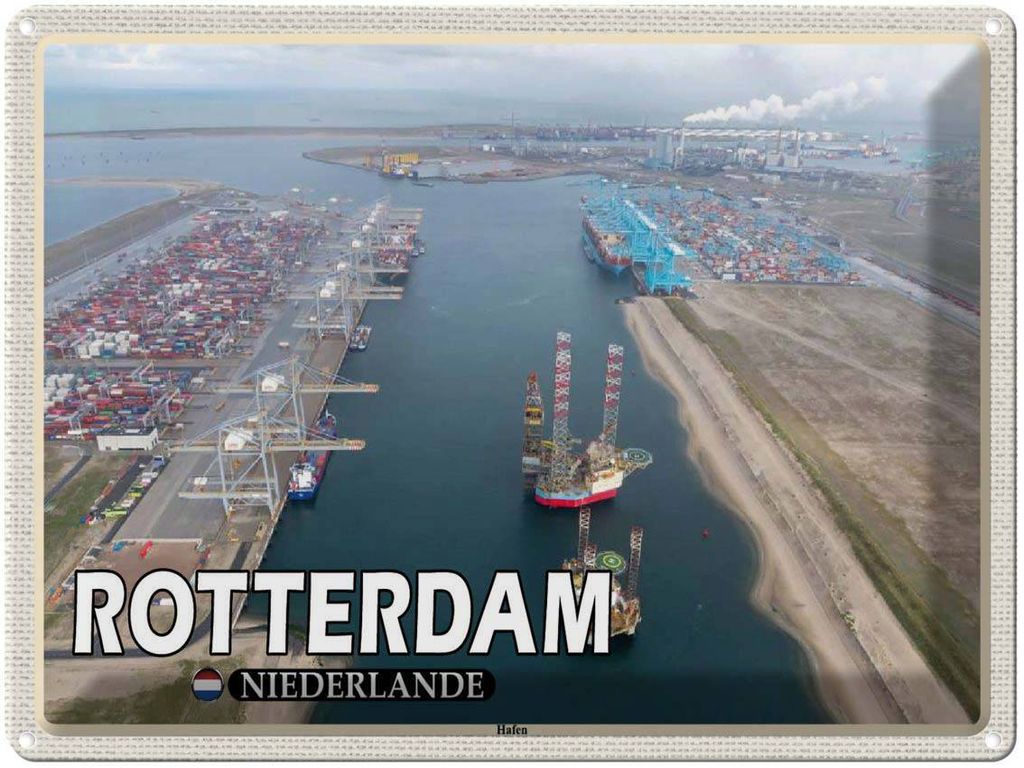 vianmo Blechschild 30x40 cm Rotterdam Niederlande Hafen Schiffe Bildmotiv Reisemotiv Abenteuer Reisen