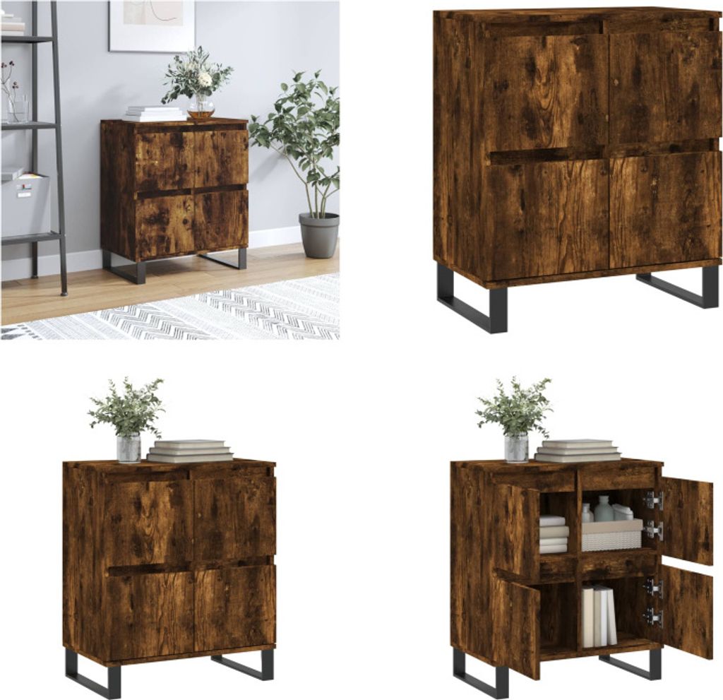 vidaXL Sideboard Räuchereiche 60x35x70 cm Holzwerkstoff - Sideboard - Sideboards - Kommode - Anrichte