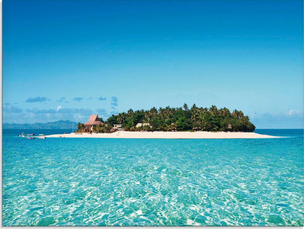 ARTland Glasbild Verblüffende Fiji Insel und klares Meer Größe: 60x45 cm