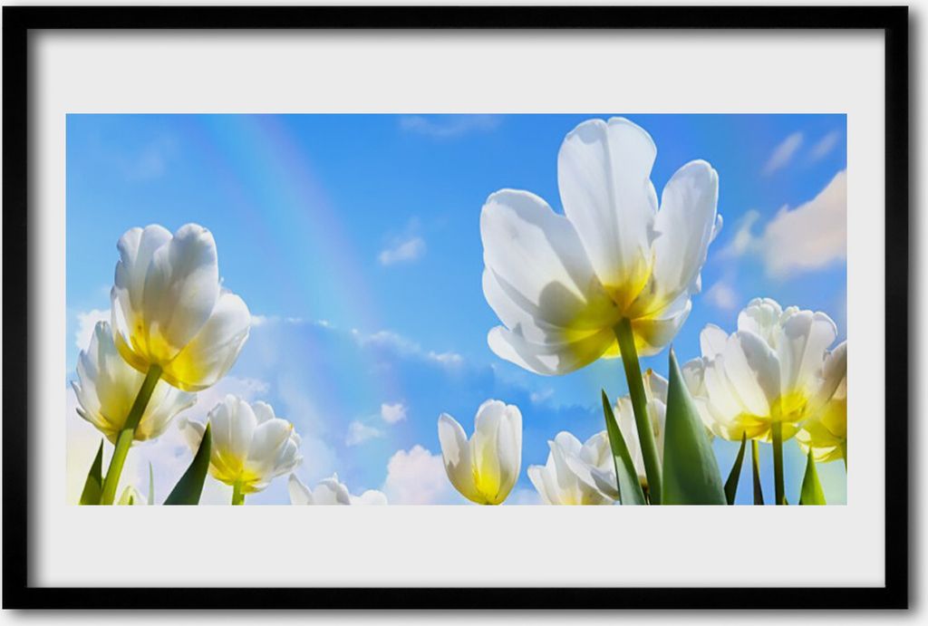 Bild 60x40 MDF-Rahmen Wandkunst Pflanzen Blumen Tulpen