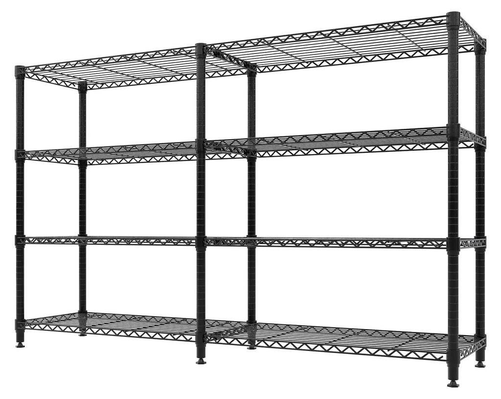 Metall Lagerregal - Drahtregal 4 Ebenen - Verstellbare Böden - Freistehendes Regalsystem - Erweiterbar - Für Garage Keller Küche Vorratsraum - 4...