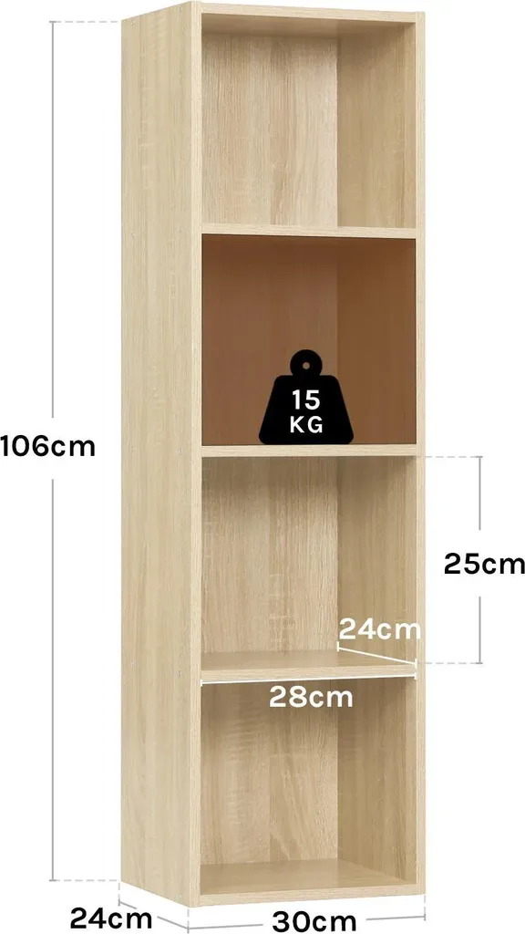 Rangement d'angle pour petits espaces étagère bois chêne clair - 6