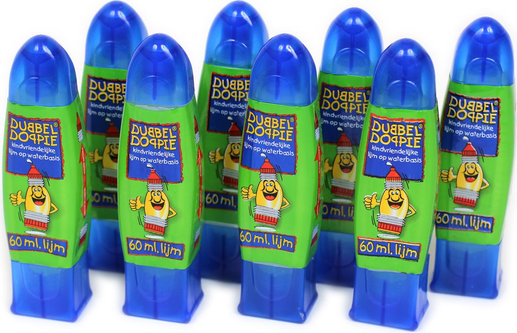 8er Pack Kinder Bastelkleber im Dosierstift mit 2 Spitzen / Produktbild 