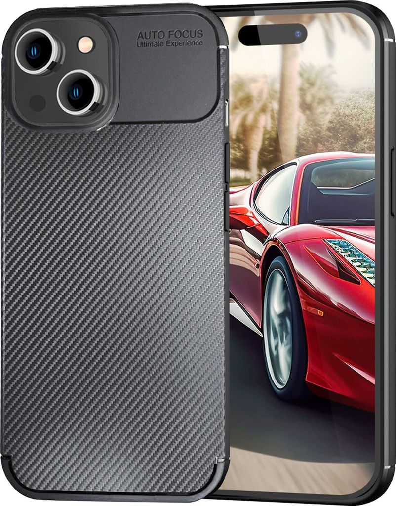 Hülle für iPhone 15 Plus Carbon Optik Case Silikon Handyhülle Schutz Tasche Etui