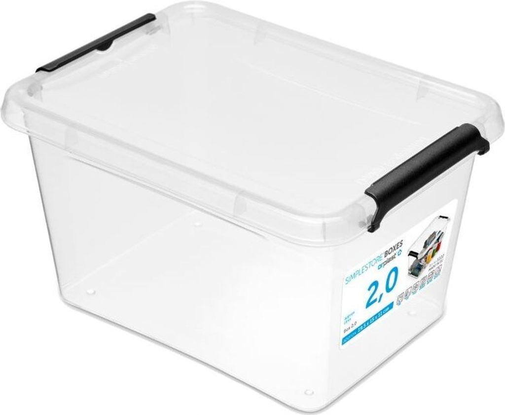 Transparenter Kunststoffbehälter mit Deckel, 2L Produktbild 