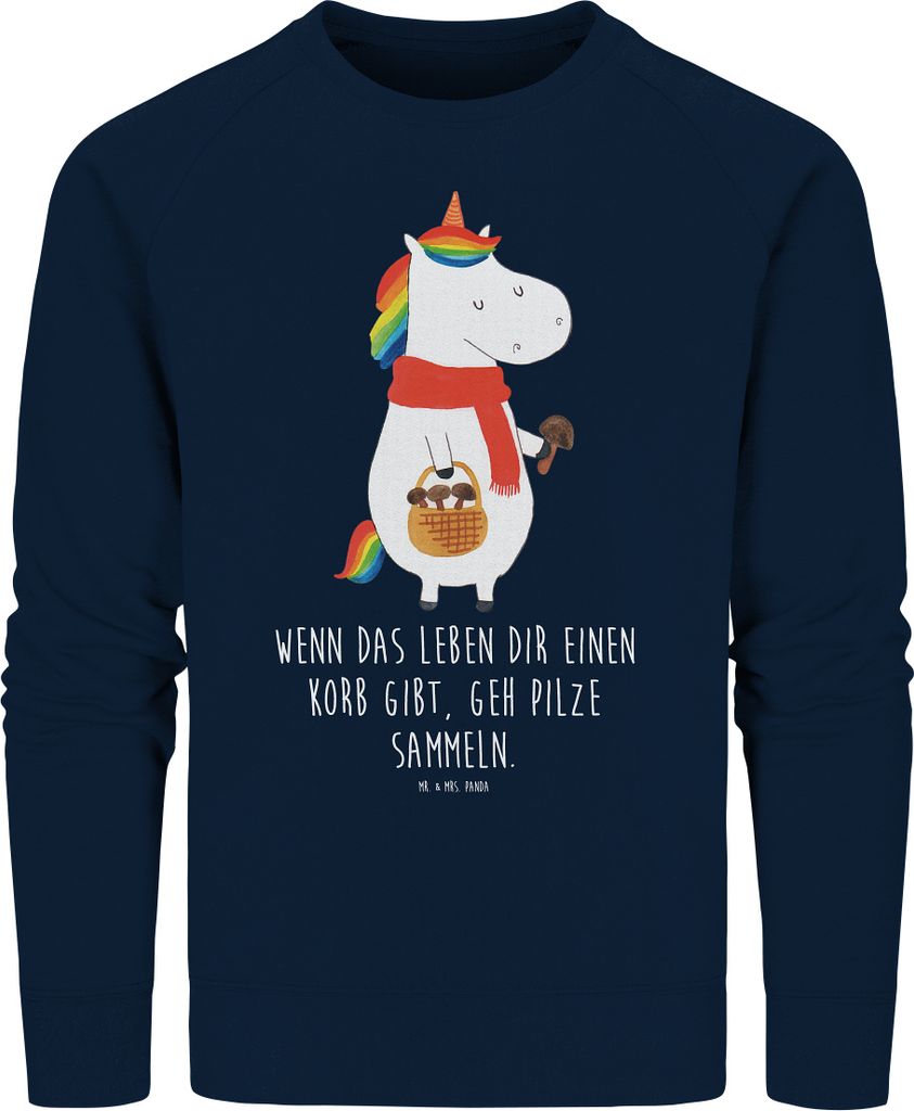 Mr. & Mrs. Panda Baumwoll Pullover Einhorn Pilz Größe XL - French Navy - Geschenk, Pilze, Sweater, Nachhaltiger, Unicorn, Einhörner, Motivation,...