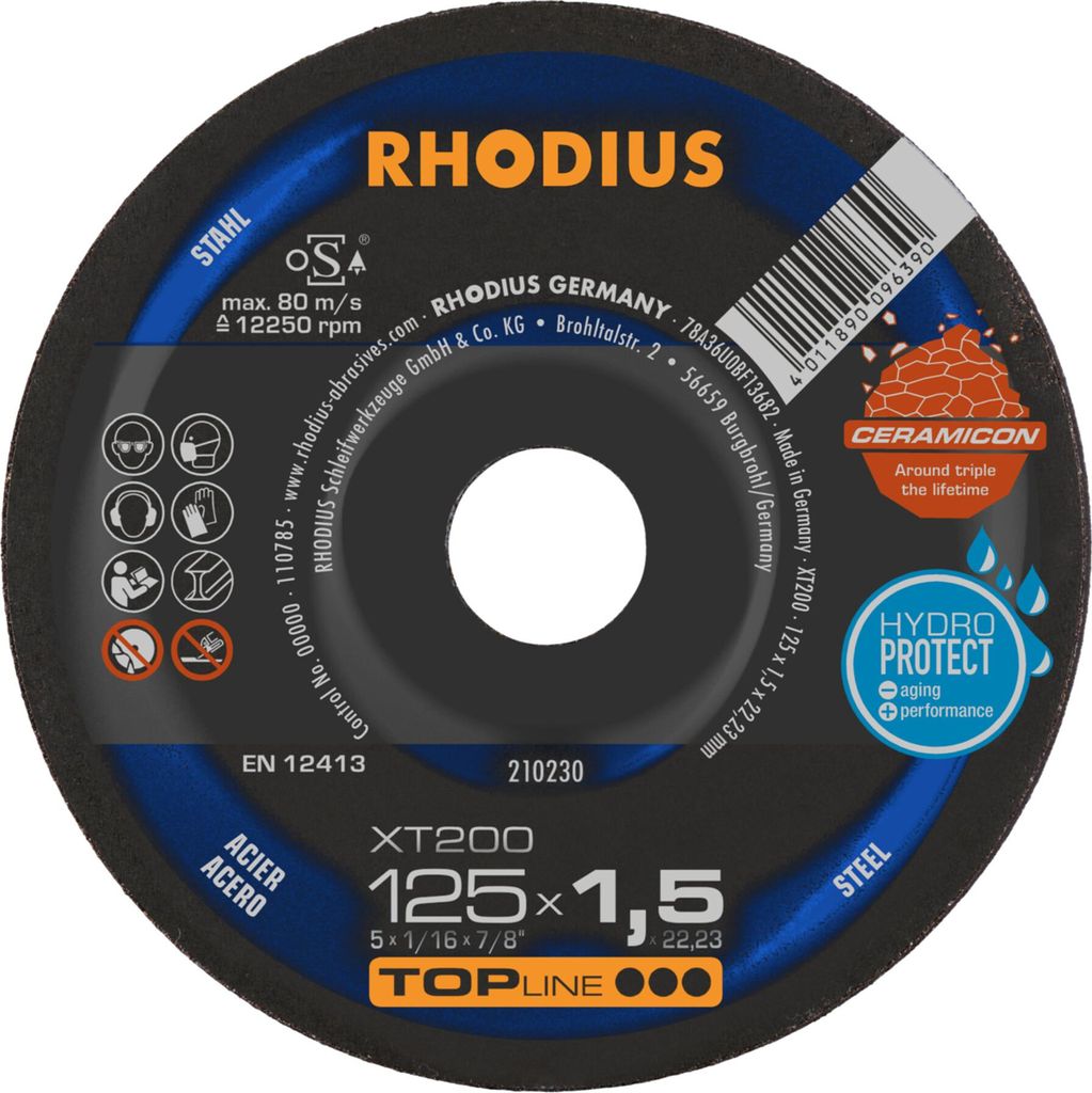 RHODIUS TOPline XT200 EXTENDED Extradünne Trennscheibe 125 x 1,5 x 22,23 mm 25 Stk