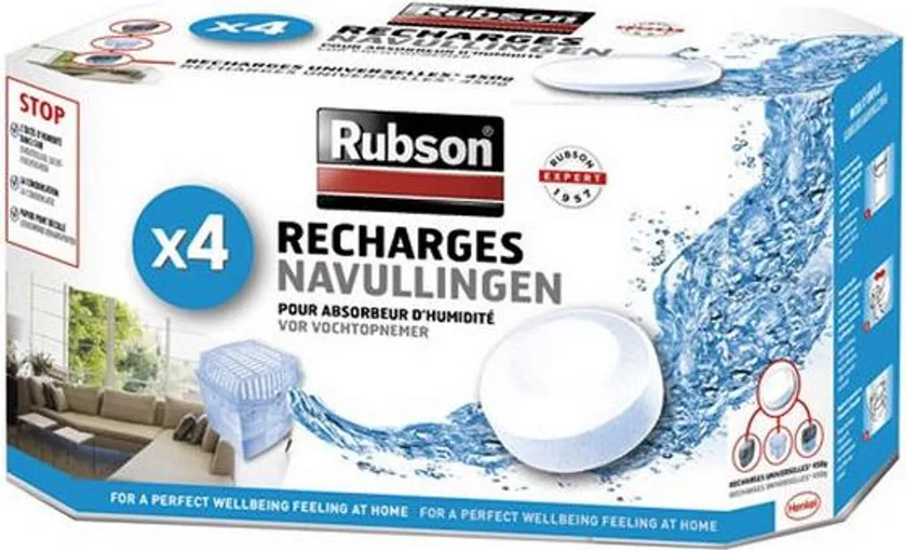 Ricariche Deumidificatore Rubson Basic 1852170 - Kit 4 Pezzi Tab