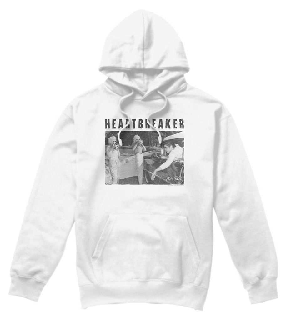 Elvis Presley - "Heartbreaker" Kapuzenpullover für Herren/Damen Uni TV32816 (S) (Weiß)