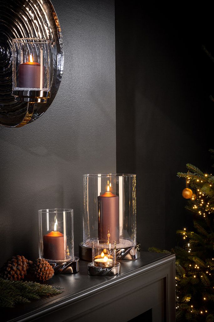 Fink Windlicht mit Glas Le Decor silberfarben Keramik Höhe Produktbild 2