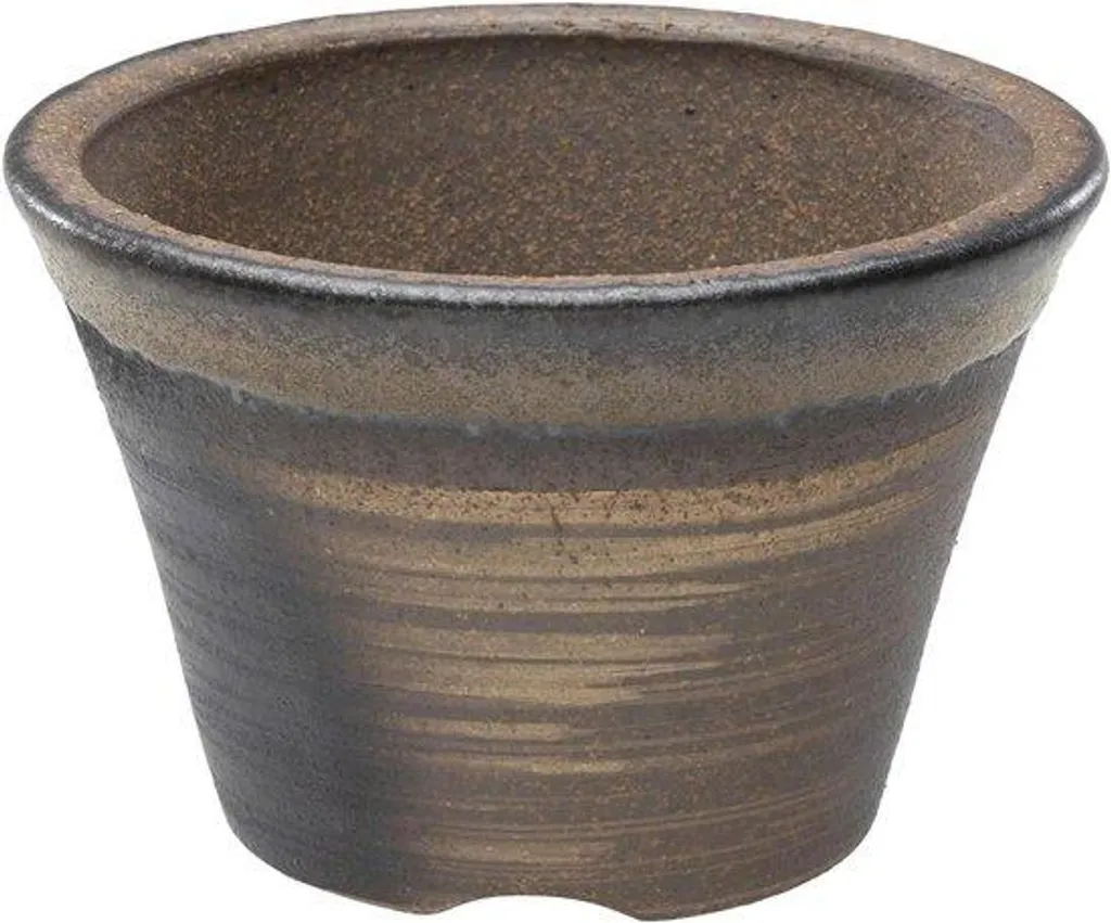 Pot à Bonsaï en Céramique Brun Doré 11 cm - Drainage et Style Japonais