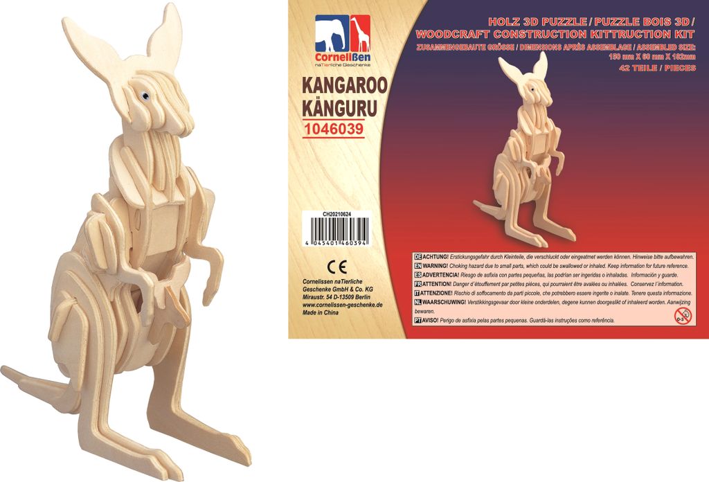 Holz 3D Puzzle - Känguru