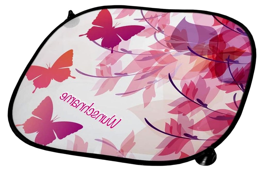 Personalisierter Sonnenschutz mit Schmetterlingsmotiv