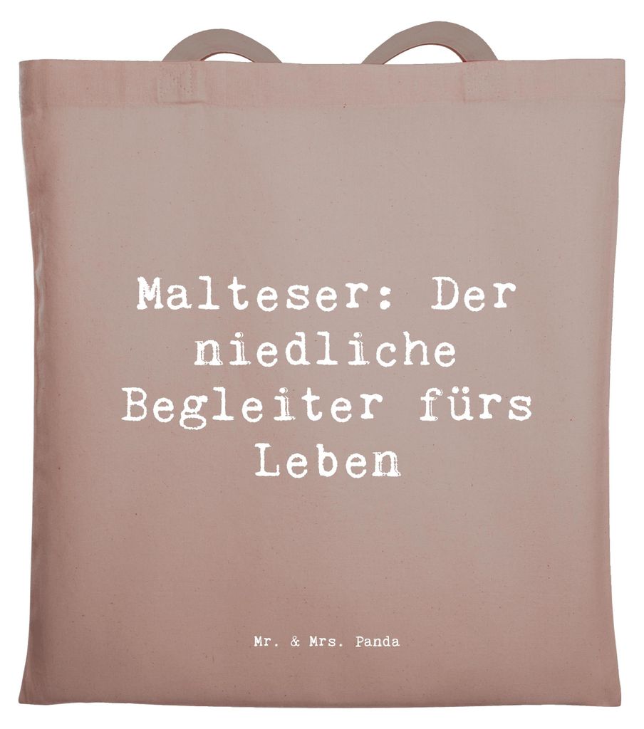 Mr. & Mrs. Panda Beutel Spruch Malteser Begleiter - Braun Pastell - Geschenk, Hunderassen Pflege, Tasche, Hunderasse, Kleine, Tragetasche, Jutebeut...