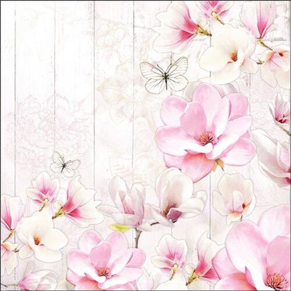20 Servietten Magnolia Garden 3-lagig 33x33cm Tissue Magnolie Garten Natur rosa Japan