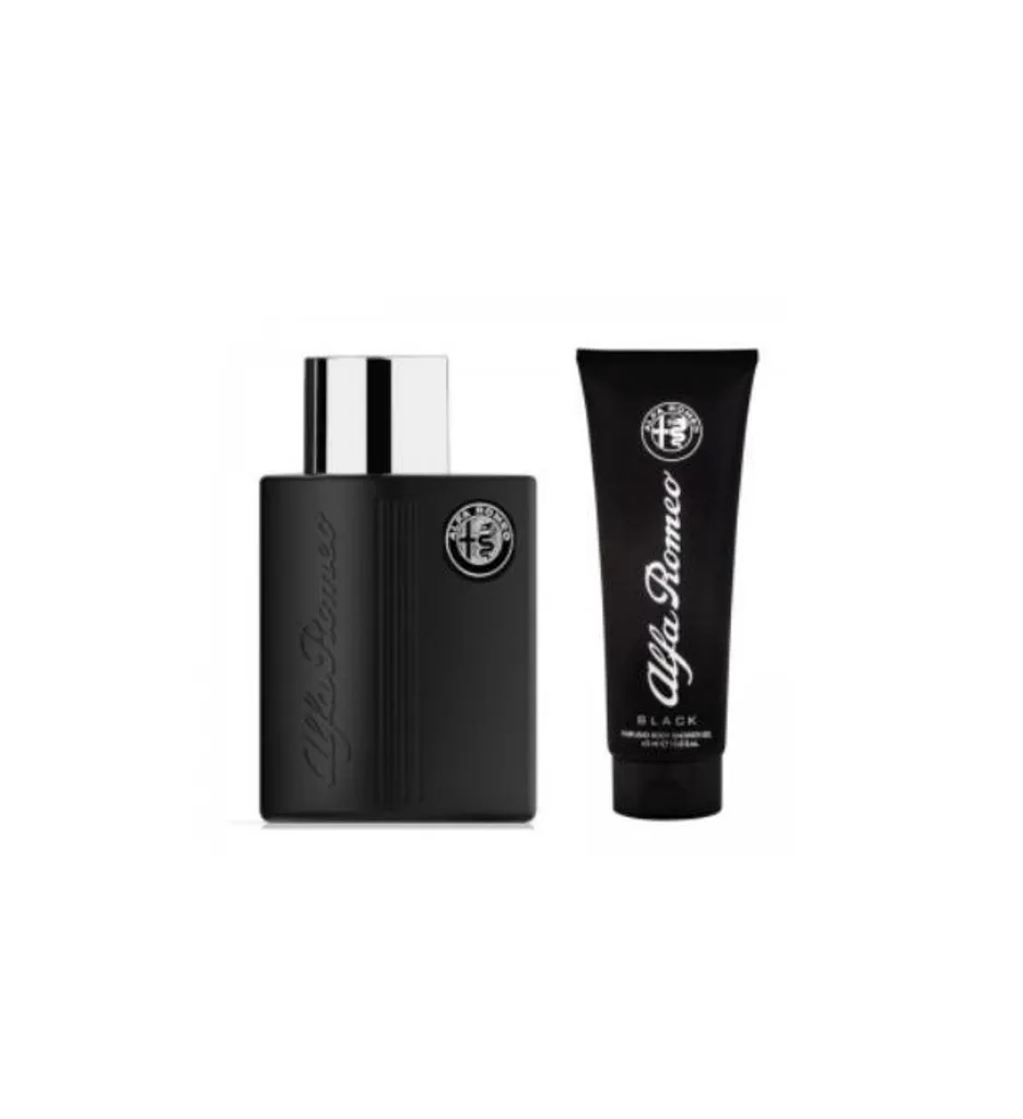 Coffret Parfum Homme Alfa Romeo Black avec Eau de Toilette et Douche
