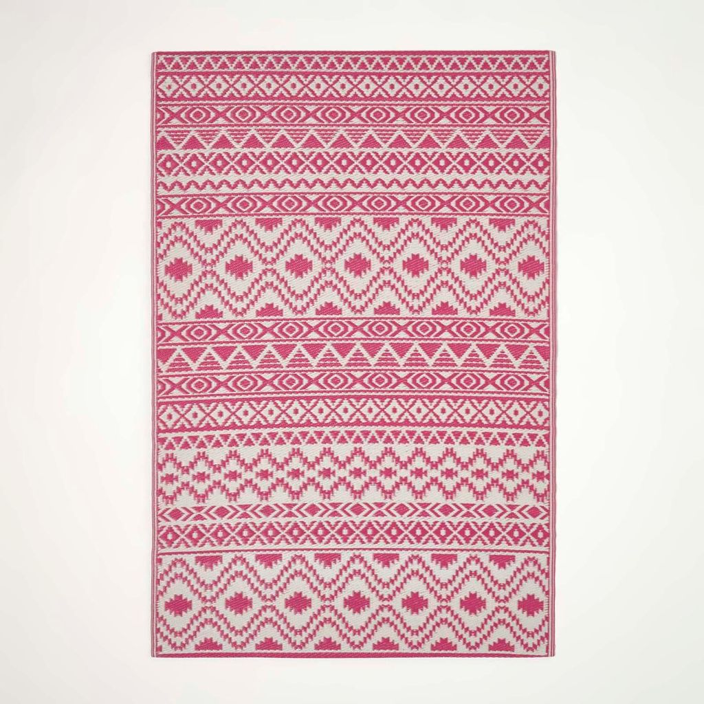 HOMESCAPES Outdoor Teppich wetterfest pink-weiß 180x270 cm, Produktbild 