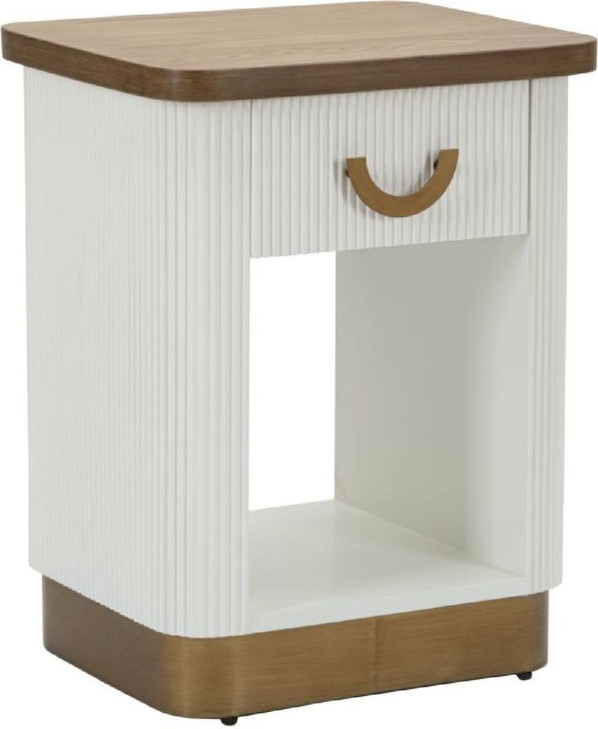 Mauro Ferretti Nachttisch Tolosa, 48x40x62 cm, weiß-braun Produktbild 