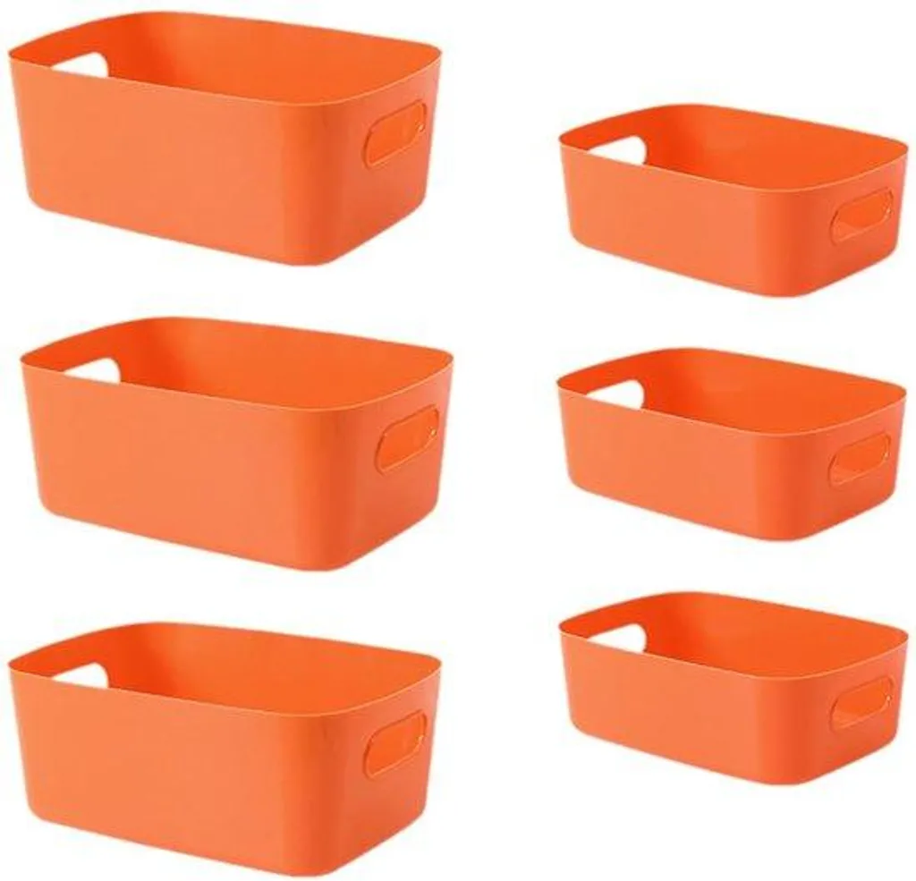 Bac de rangement multifonctionnel 2 pièces - Organiseur plastique orange