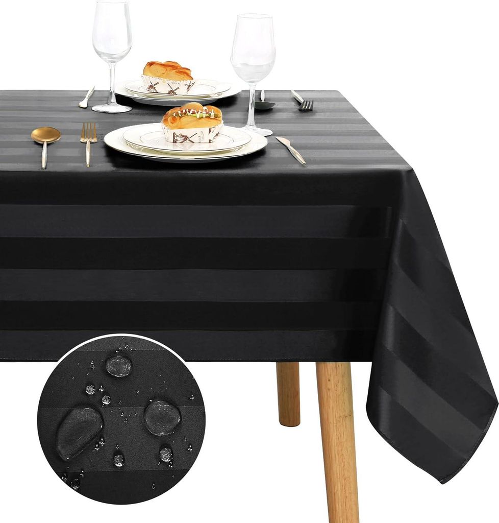 Abwasbare Tischdecke - wasserdicht und wetterfest - schwarz gestreift - 135 x 180 cm