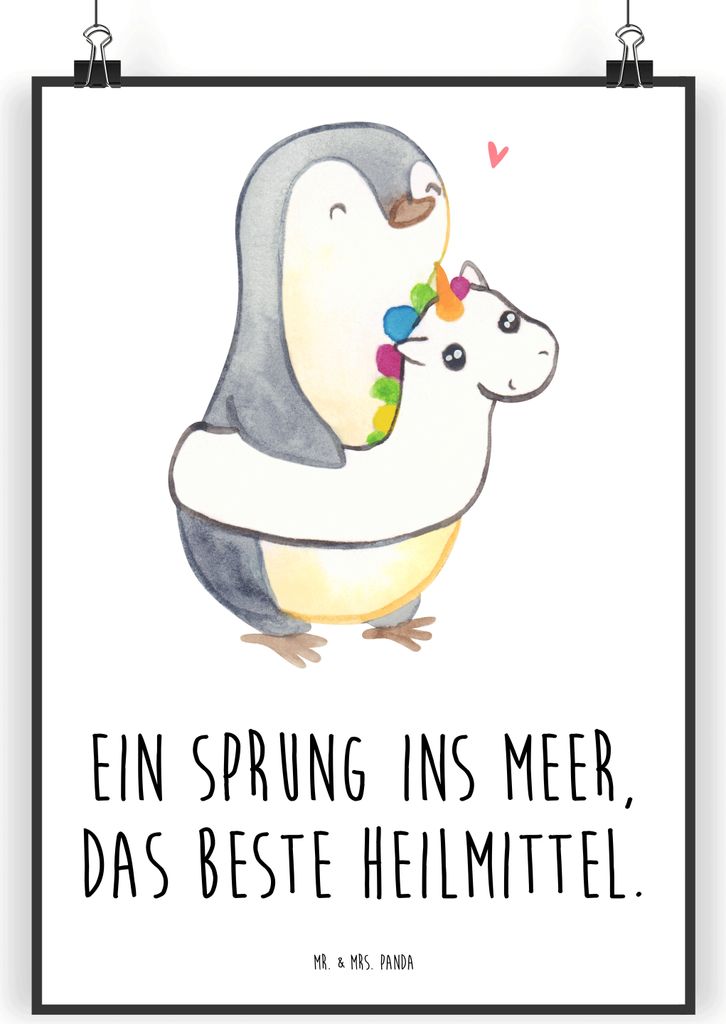 Mr. & Mrs. Panda Bild Sommermeerheilkraft DIN A3 - Weiß - Geschenk, Poster, Emotionen, Plakat, Küstenurlaub, drucke, Winter, Sommerferien, Strand...