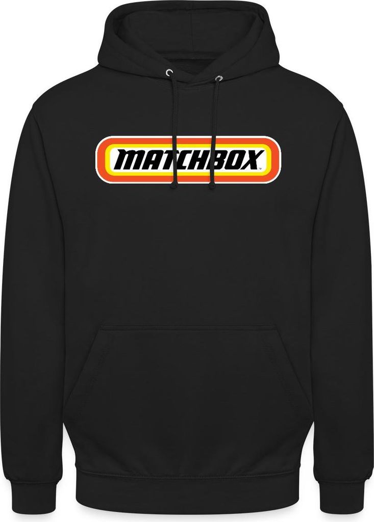 Spreadshirt Matchbox Offizielles Logo Orange, Gelb & Schwarz Uni Hoodie, S, Schwarz