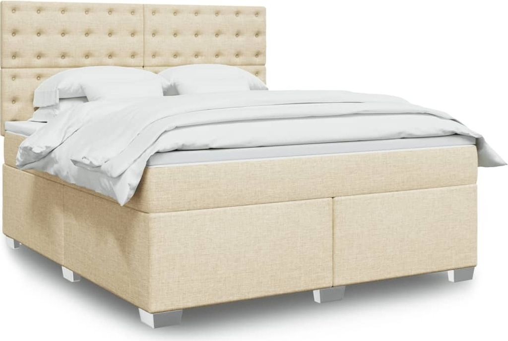 "Januar-Aktionen" Boxspringbett mit Matratze Creme 180x200 cm Stoff - Klassische Betten CC85