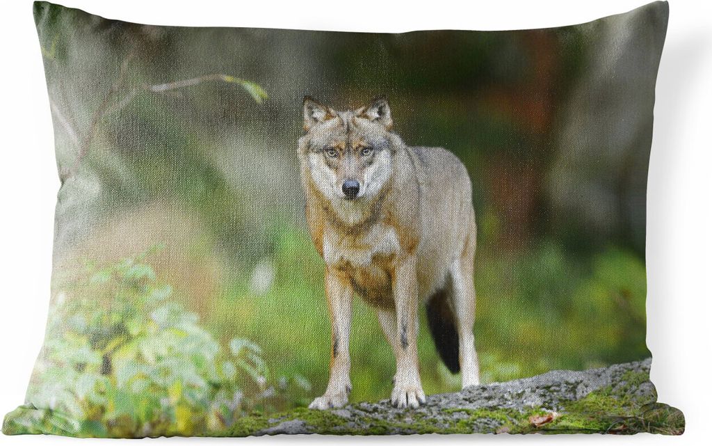 MuchoWow Outdoor Kissen - Wolf - Asien - Pflanzen - 60x40 cm - Wetterfest - Lounge Kissen - Zierkissen - Kissen für Innenräume