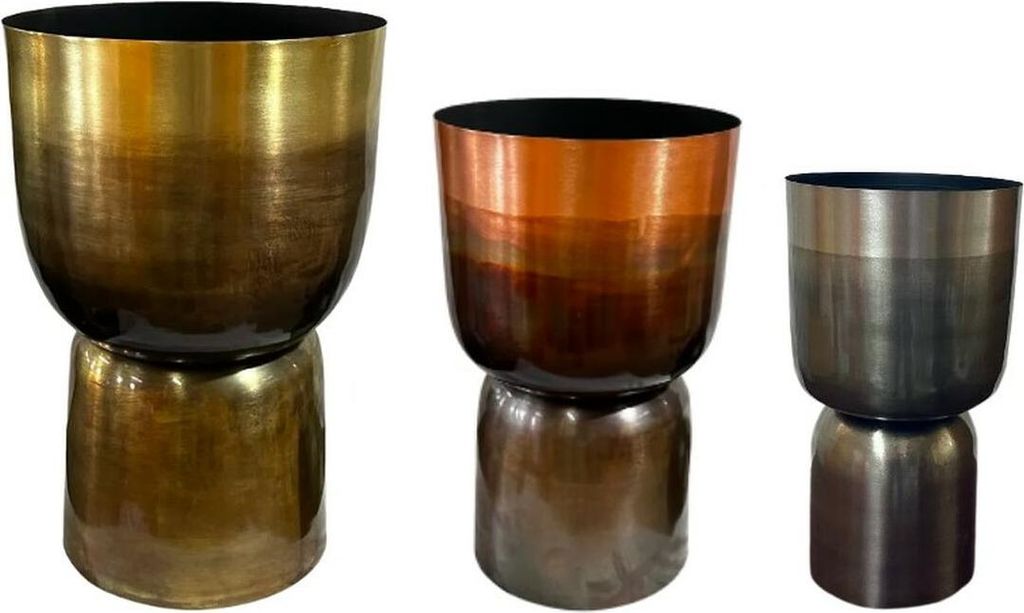 Set Pflanzgefäße Home ESPRIT Grau Kupfer Gold Metall 40 x 40 x 62 cm