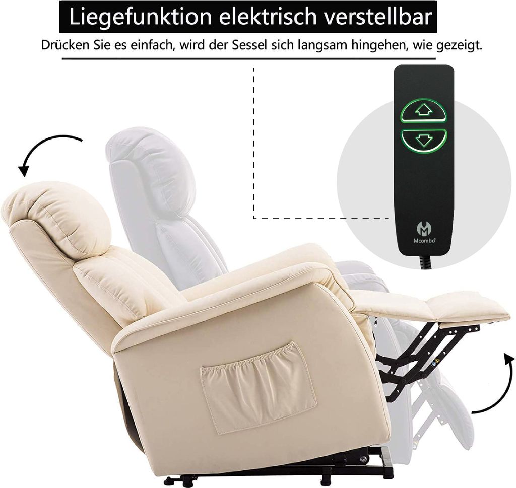 MCombo Elektrisch Aufstehhilfe Fernsehsessel Relaxsessel Produktbild 6