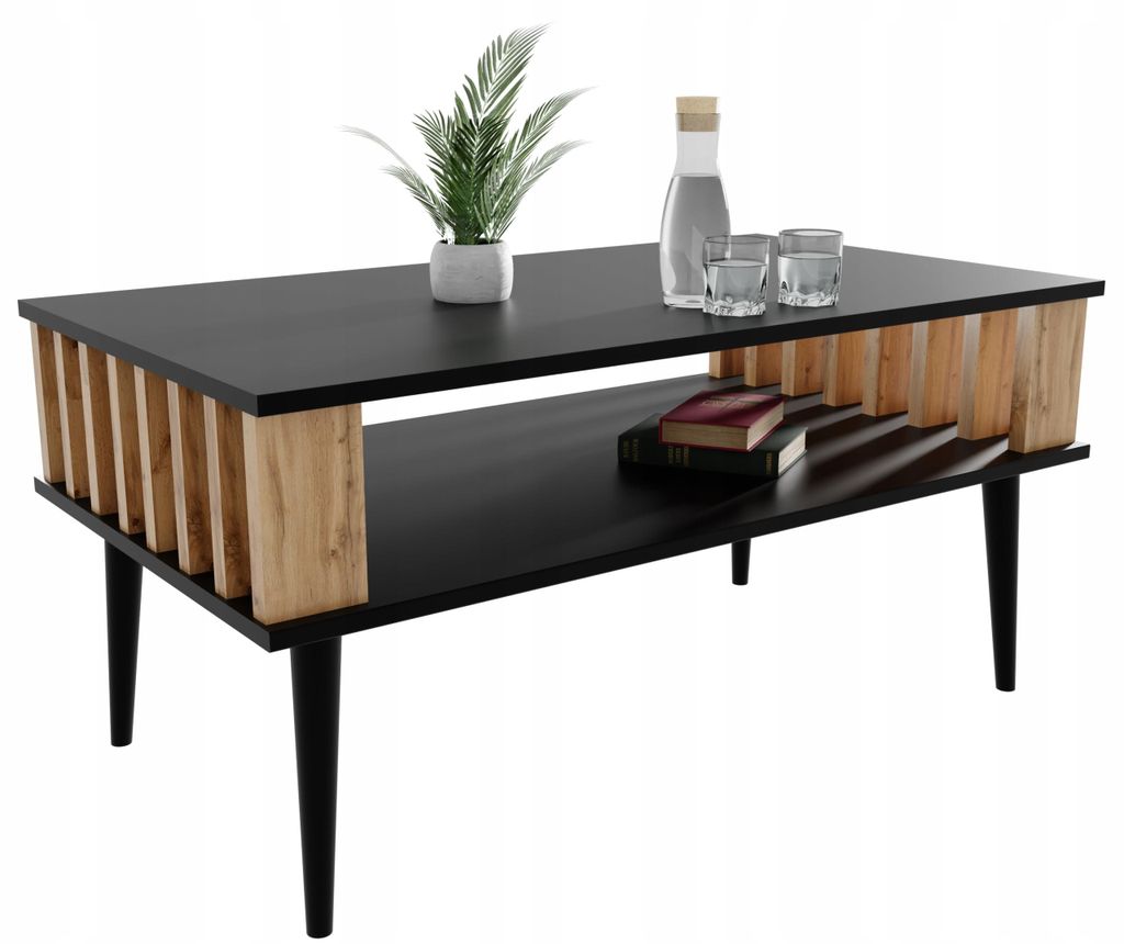 Couchtisch Lamellen Fürs Wohnzimmer Schwarz/WOTAN Produktbild 