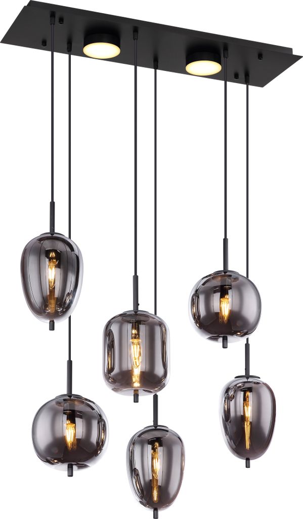 Globo Lighting Hängeleuchte Metall schwarz matt, Glas Produktbild 