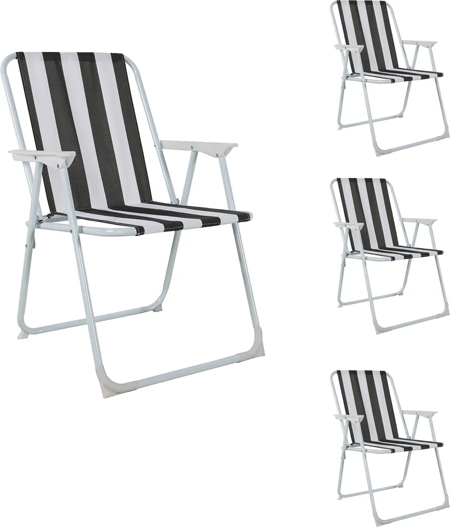 Lot 4 chaises de camping pliantes stables et compactes Gris/Blanc
