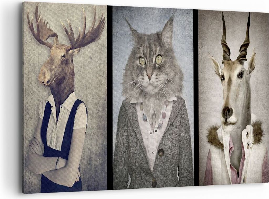 Bild auf Leinwand - Leinwandbild - Tier Abstraktion - 120x80cm - Wand Bild - Wanddeko - Wandbilder - Leinwanddruck - Bilder - Kunstdruck - Wanddeko...