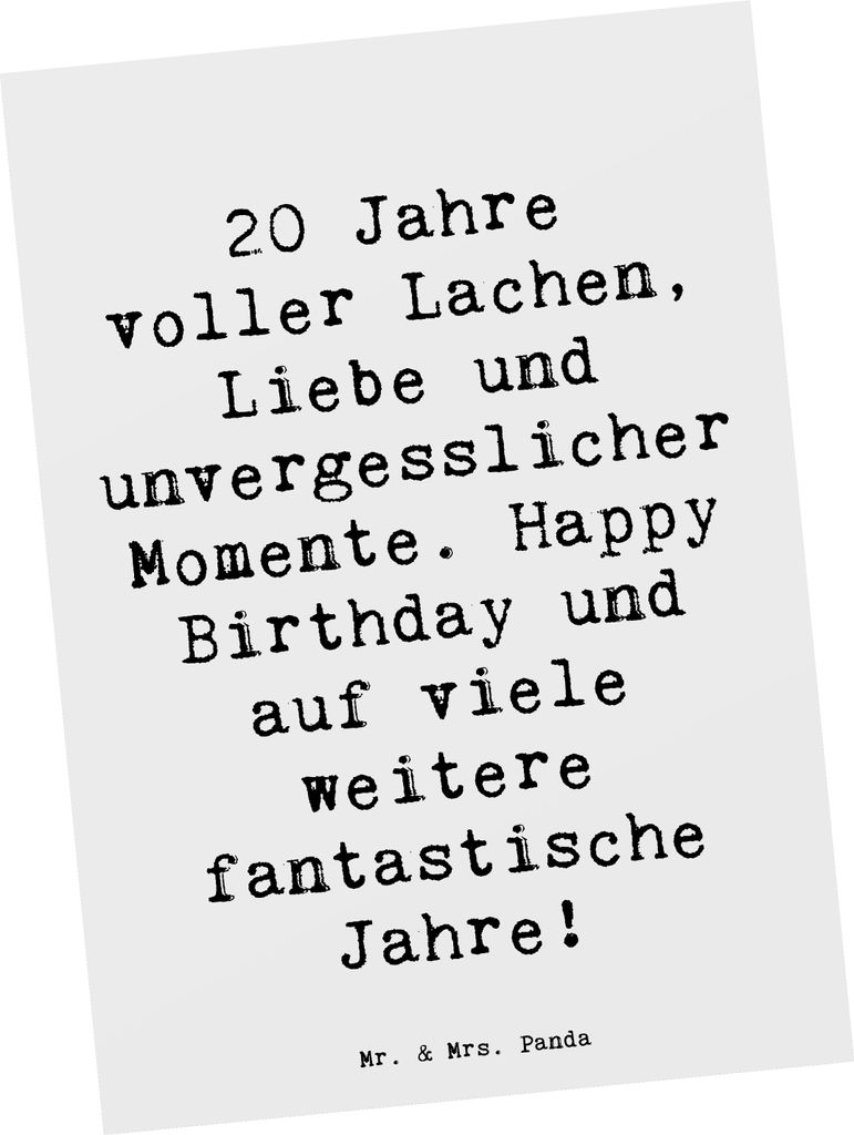 Mr. & Mrs. Panda Postkarte Spruch 20. Geburtstag Feiern - Weiß - Geschenk, Happy Birthday, Postkarten, Geburtstagsgruß, Ansichtskarte, handgefert...