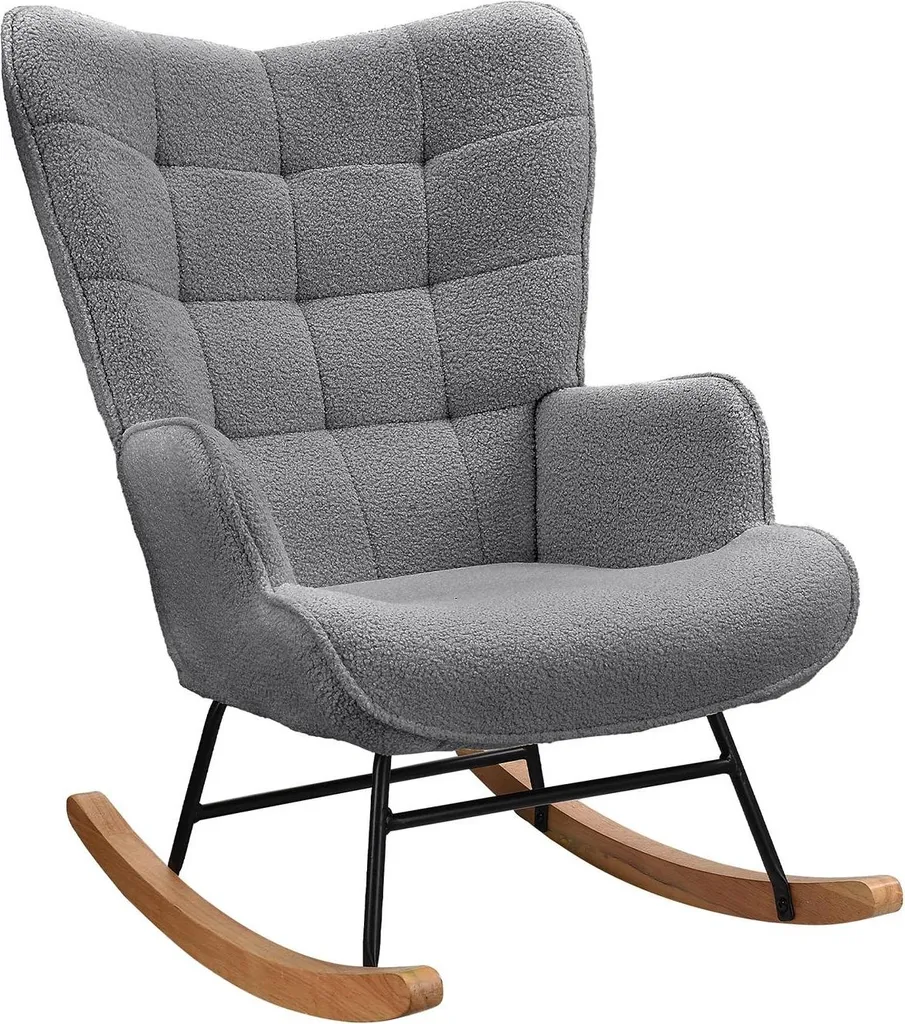 Fauteuil à bascule Teddystoff gris foncé 92x68x75 cm design ergonomique