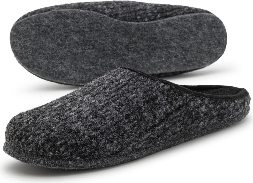 PANTOFFELMANN Pantoffeln Filzsohle leichte Filzpantoffel warme Herren Damen Hausschuhe Pantoletten grau 40